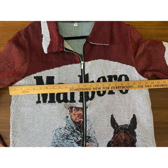 Marlboro Cowboy Tapestry Zip Jacket Western Graphic Size Medium - Picture 7 of 9